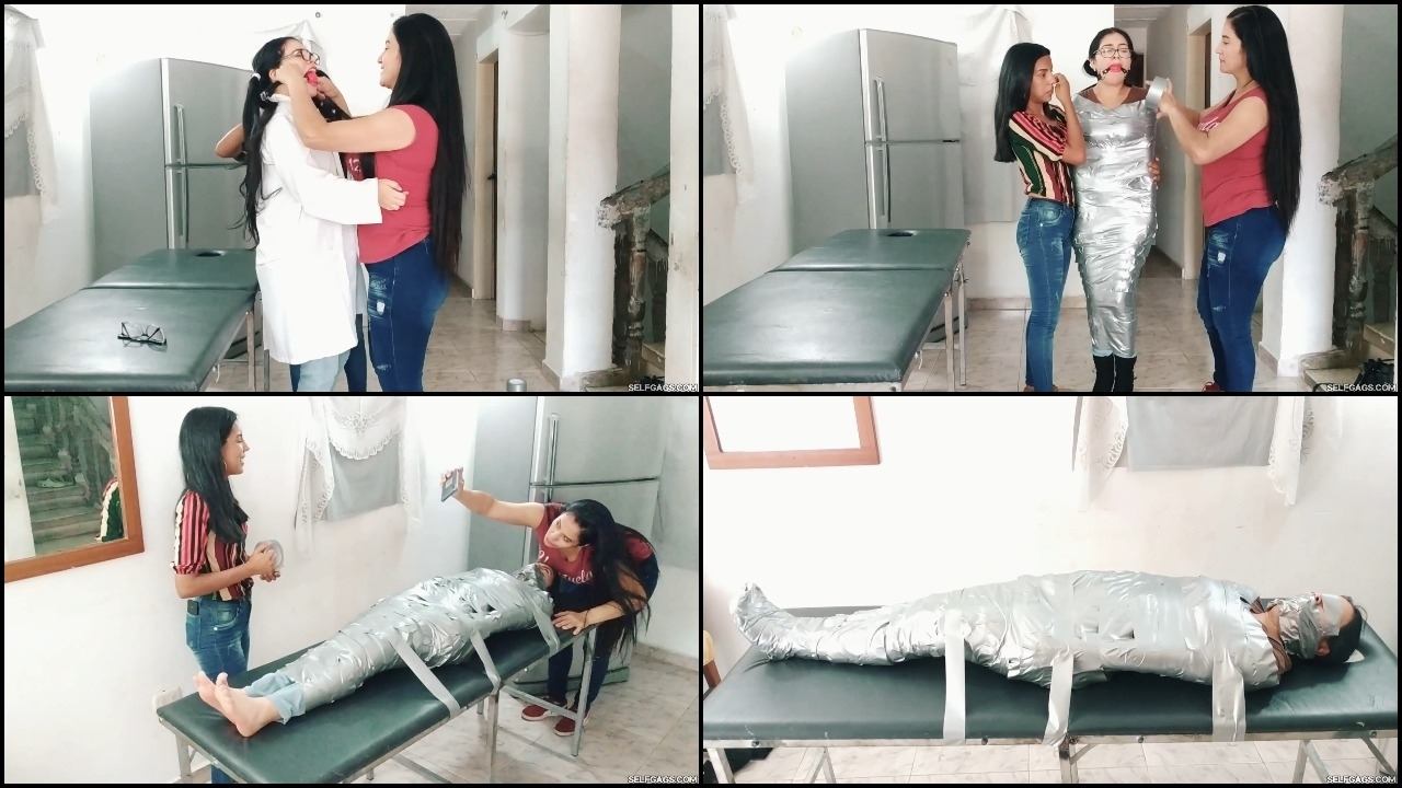 Sexy Massage Therapist Duct Tape Mummified By Step-Mother And Step-Daughter!